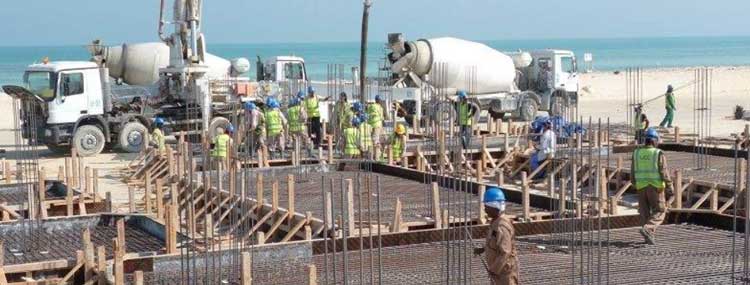 Concrete tank truck and concrete construction site