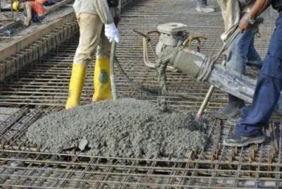 Site construction, concrete pouring